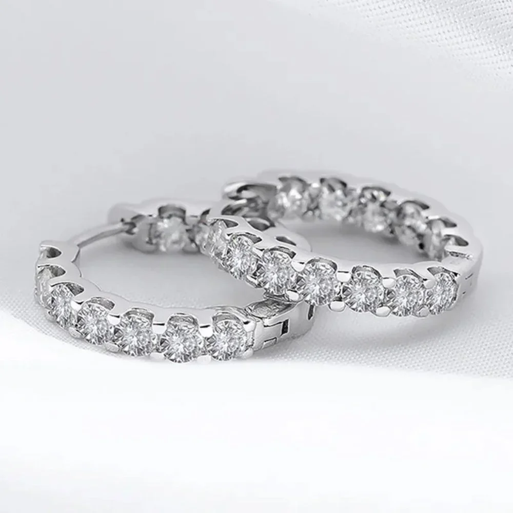 Certified 2.6 ct. t.w. Moissanite Diamond Inside Out Hoop Earrings NEW